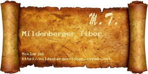 Mildenberger Tibor névjegykártya